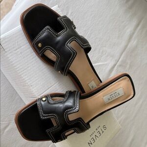 Steven By Steve Madden Black and Brown Slide Sandals